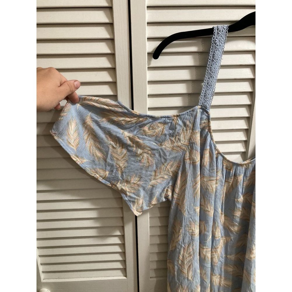 Torrid Plus Size Feather Pattern Blue & Tan Gauze… - image 3